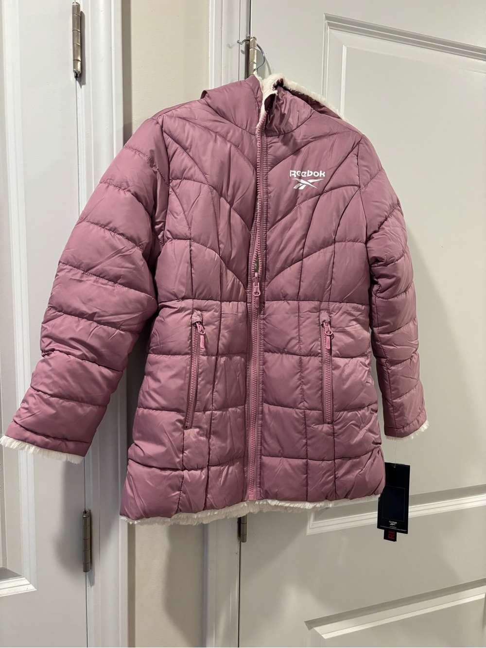 Reebok Kids' Pink Quilted Puffer Jacket with Hood